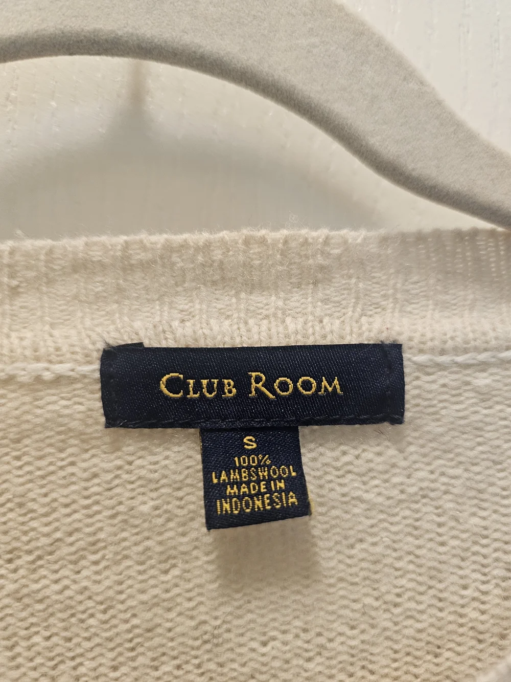 Club Room Cream and Black Argyle V-Neck Sweater with Red Accents